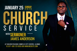 Czarny Church Service Etichetta Template