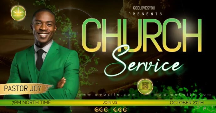 Weekly Service Green Church Service Green Template | PosterMyWall