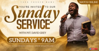 Yellow Church Service Invitation Facebook Shared Image Template