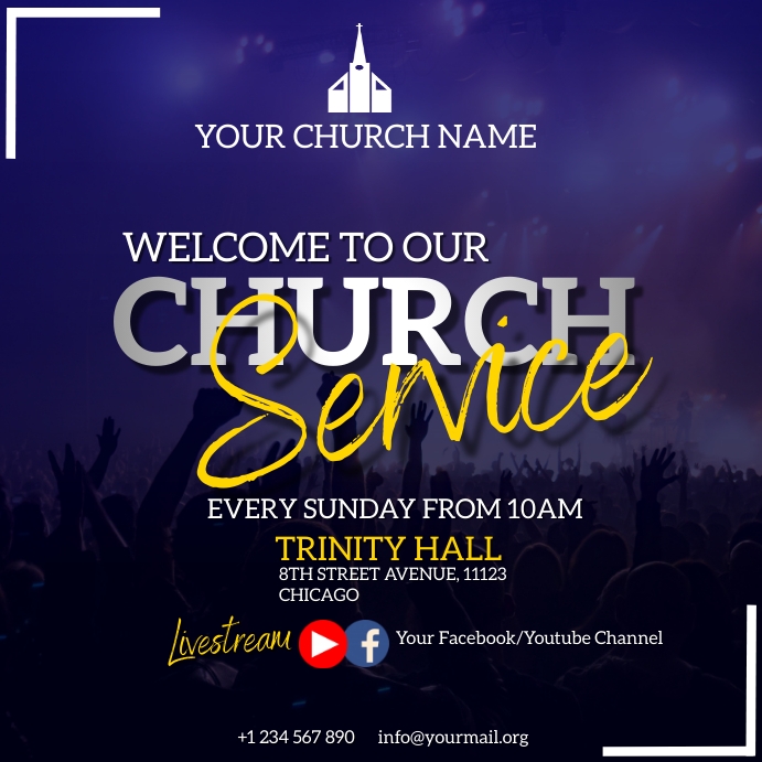 Church Service Invitation Flyer Instagram Plasing template