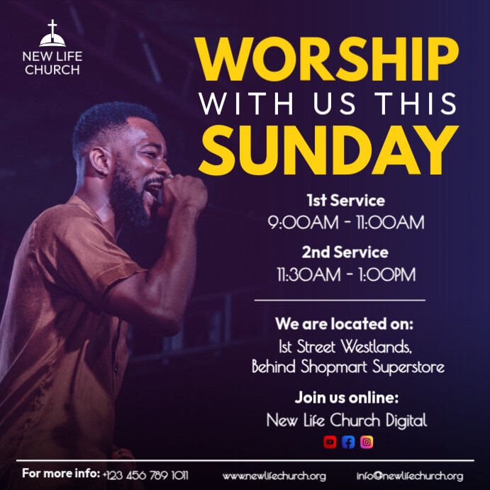 Church Service invitation flyer template | PosterMyWall