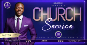 Church Service purple Imagen Compartida en Facebook template