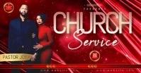Church Service Red Facebook Shared Image template