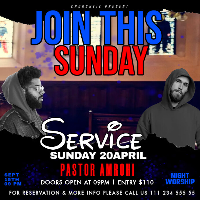 church service social media ad template | PosterMyWall
