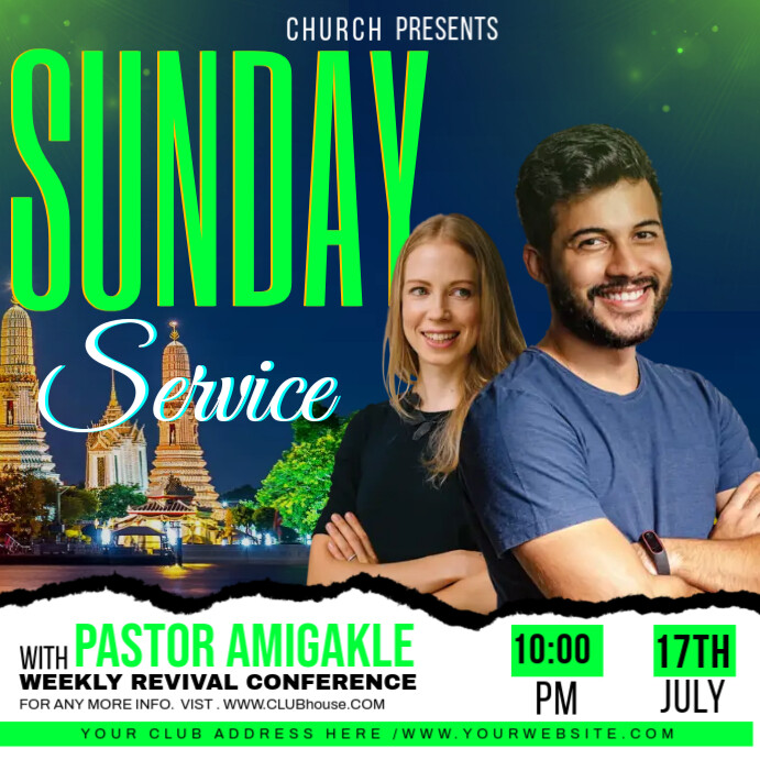Plantilla de church service social media ad template | PosterMyWall