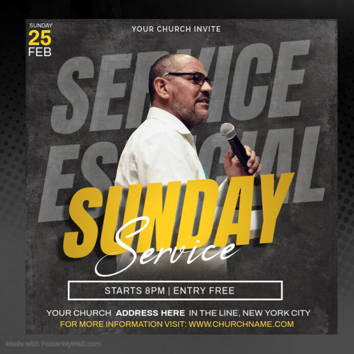 Sunday Service Posts Church service Sunday Template | PosterMyWall