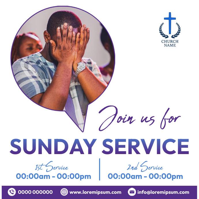 Church service times Template PosterMyWall