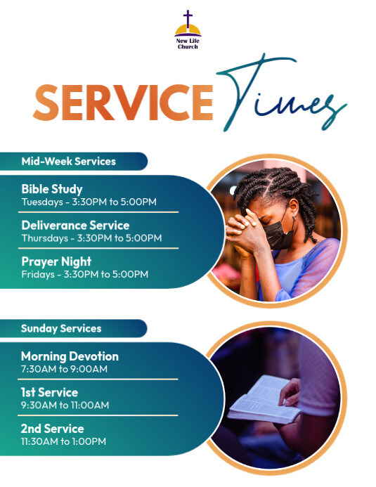Copy of church service times | PosterMyWall