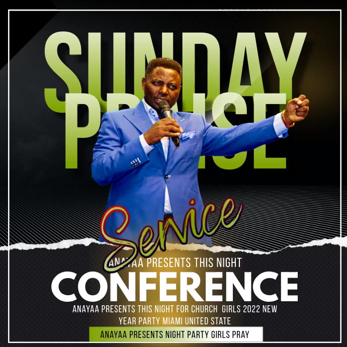 church sunday praise conference Publicação no Instagram template