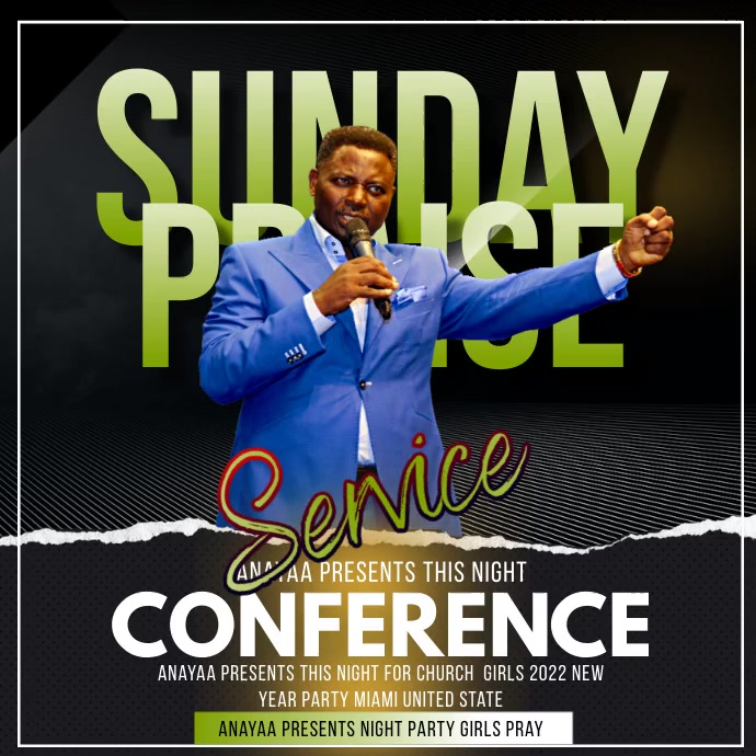 church sunday praise conference Message Instagram template