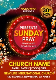 Rød church sunday prayer conference A5 Template