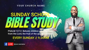church sunday school bible study video flyer Præsentation (16:9) template