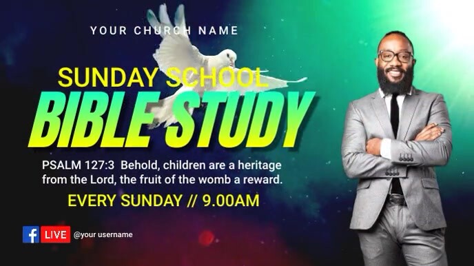 church sunday school bible study video flyer Apresentação (16:9) template