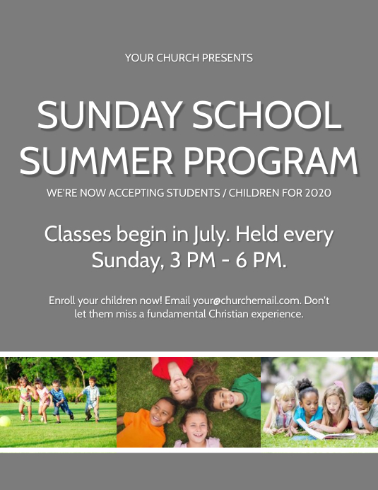 Church Sunday School Program Event Template | PosterMyWall