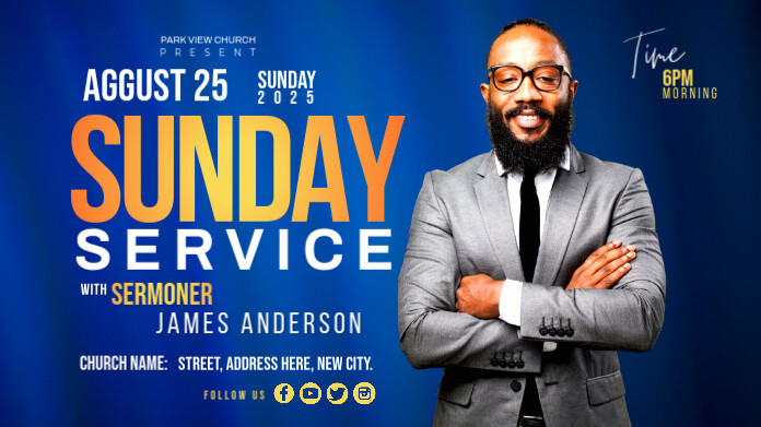 Church Sunday service ad Publicação do Twitter template