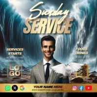 church sunday service ad design template Quadrado (1:1)