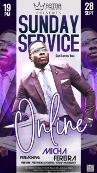 紫色 Online Sunday Service Instagram Story Template