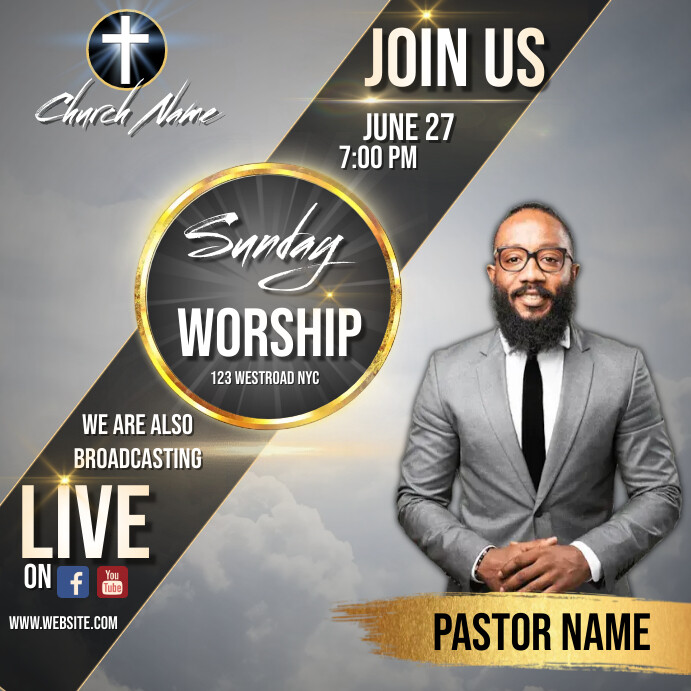 Sunday Service Posts Copy of church sunday service ad social media post | PosterMyWall
