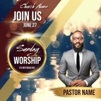 church sunday service ad social media post Square (1:1) template