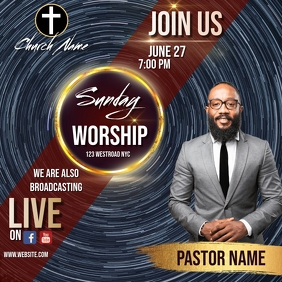 church sunday service ad social media post Square (1:1) template