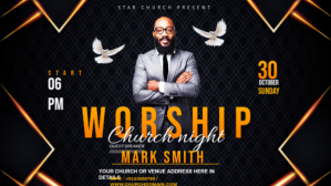 สีดำ Church Worship Night Facebook-omslagvideo Template