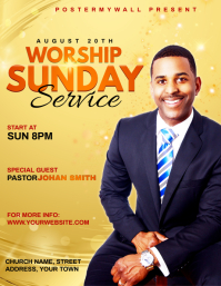 Orange Sunday Worship Service Flyer Template