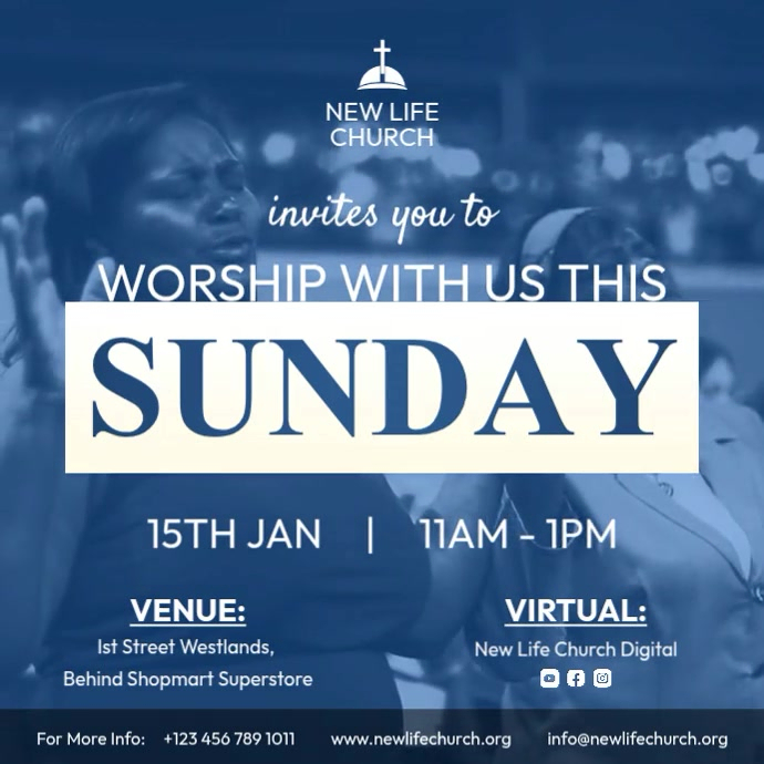 Weekly Service Animation Photo Church Sunday Service Animation Video Template | PosterMyWall