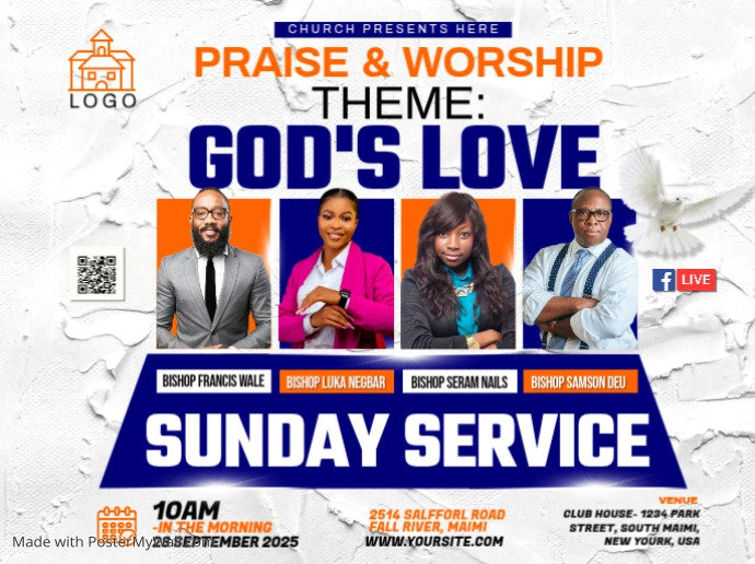 CHURCH SUNDAY SERVICE Template | PosterMyWall