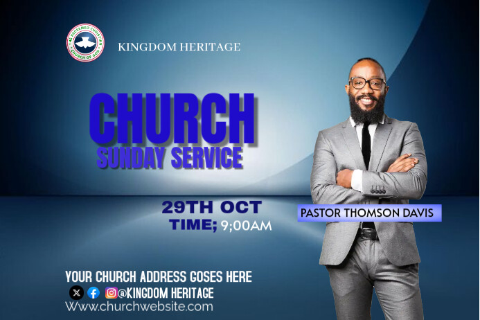 CHURCH SUNDAY SERVICE Cartaz template