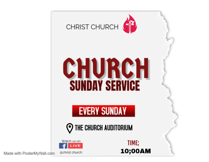 CHURCH SUNDAY SERVICE ใบปลิว (US Letter) template