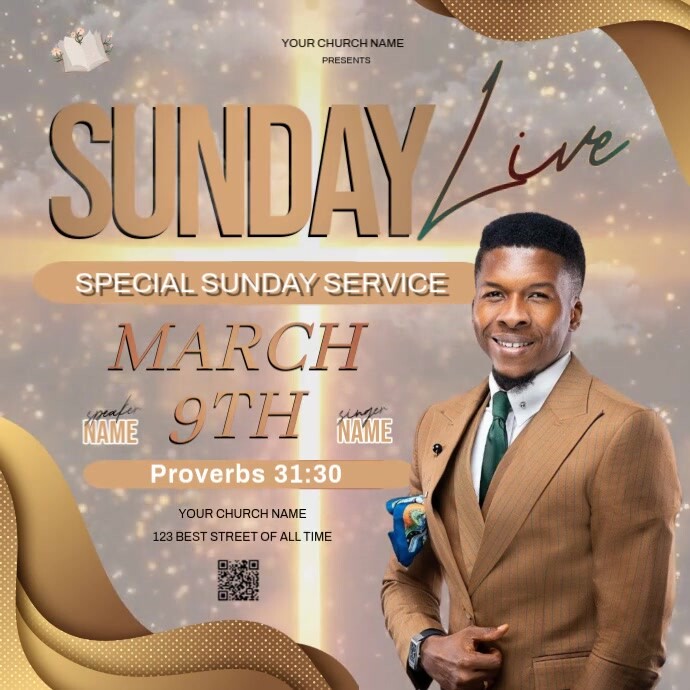 church sunday service design template Kwadrat (1:1)