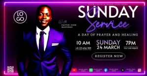 church sunday service ภาพที่แชร์บน Facebook template