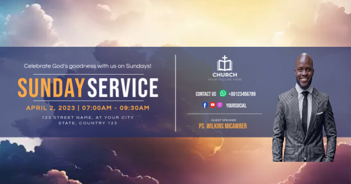 Church Facebook Posts Scriptures Church Sunday Service Facebook Template | PosterMyWall