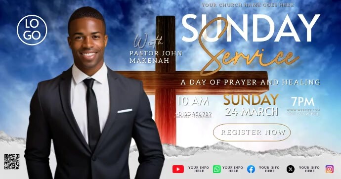 Church Facebook Posts Scriptures Church sunday service facebook post Template | PosterMyWall