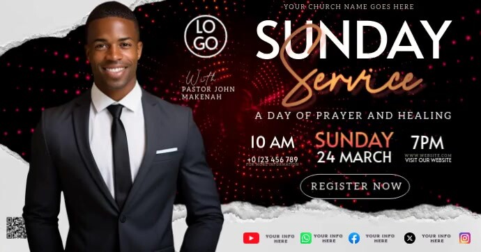 Sunday Service Posts Church sunday service facebook post Template | PosterMyWall