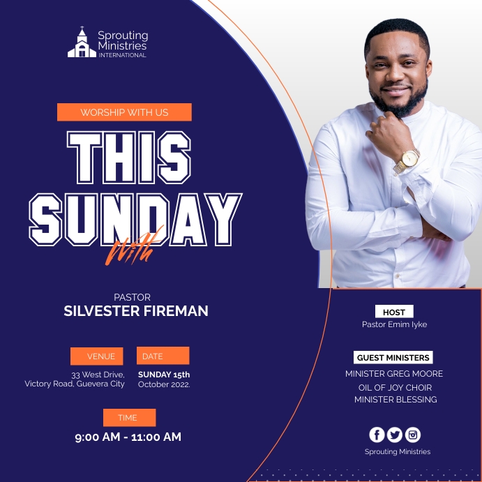 CHURCH SUNDAY SERVICE FLYER Instagram Plasing template