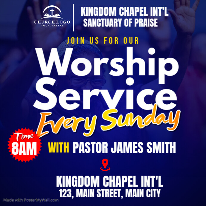 Modèle CHURCH SUNDAY SERVICE FLYER | PosterMyWall