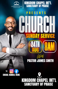 church sunday service flyer Halv side bred template