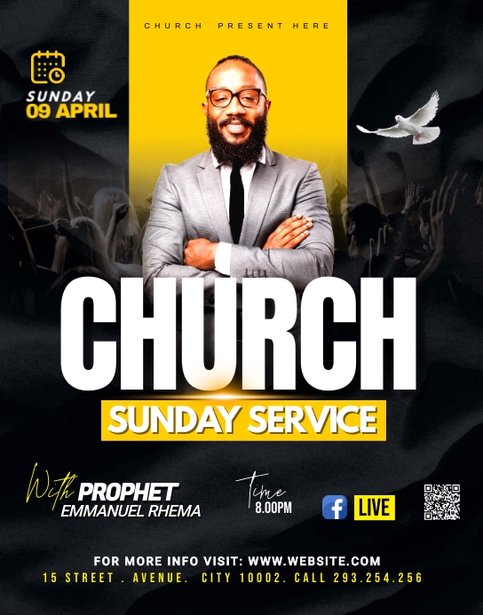 Church Sunday Service flyer 海报/墙板 template