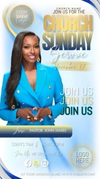 church Sunday service flyer female pastor ad Instagram Story template