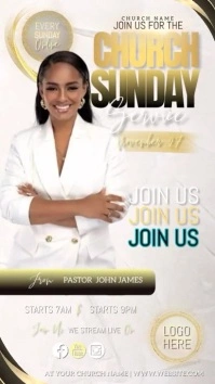 church Sunday service flyer female pastor ad Instagram Story template
