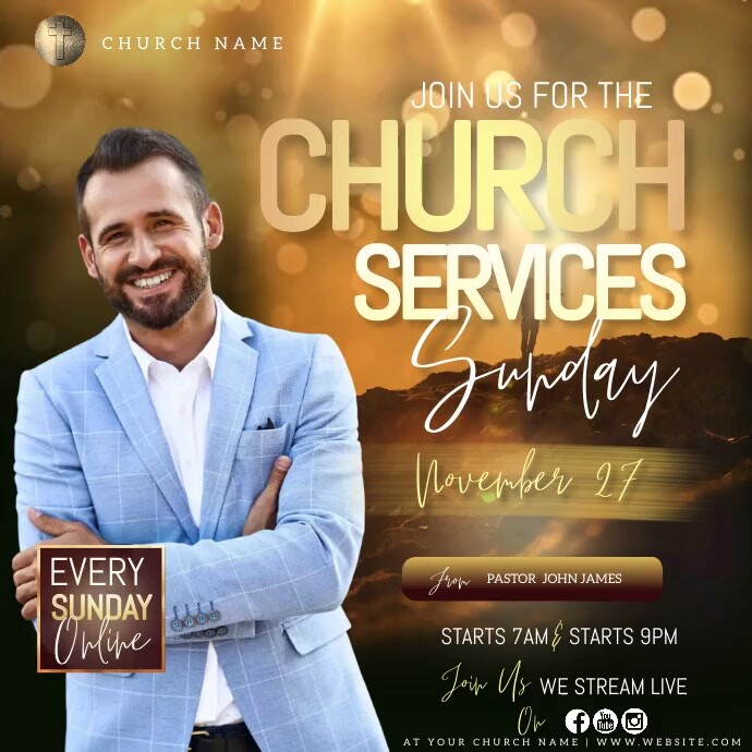 Church Sunday Service Instagram Square Post Template PosterMyWall church-sunday-service-instagram-square-post-template-postermywall