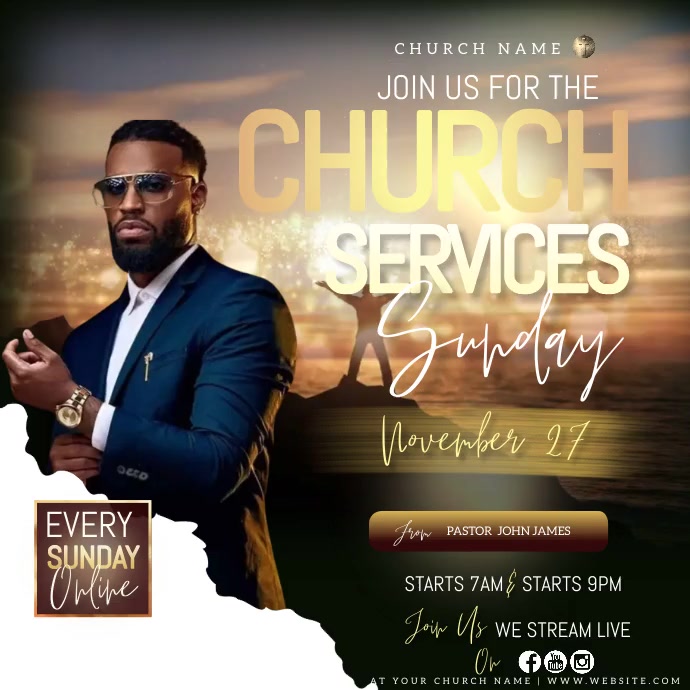 Sunday Service Posts Copy of church sunday service instagram square post | PosterMyWall