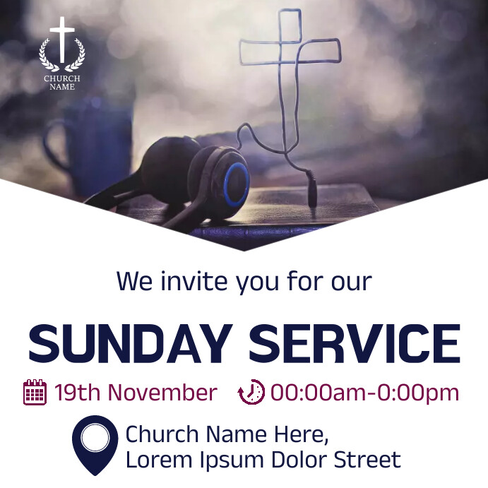Church sunday service invitation Template | PosterMyWall