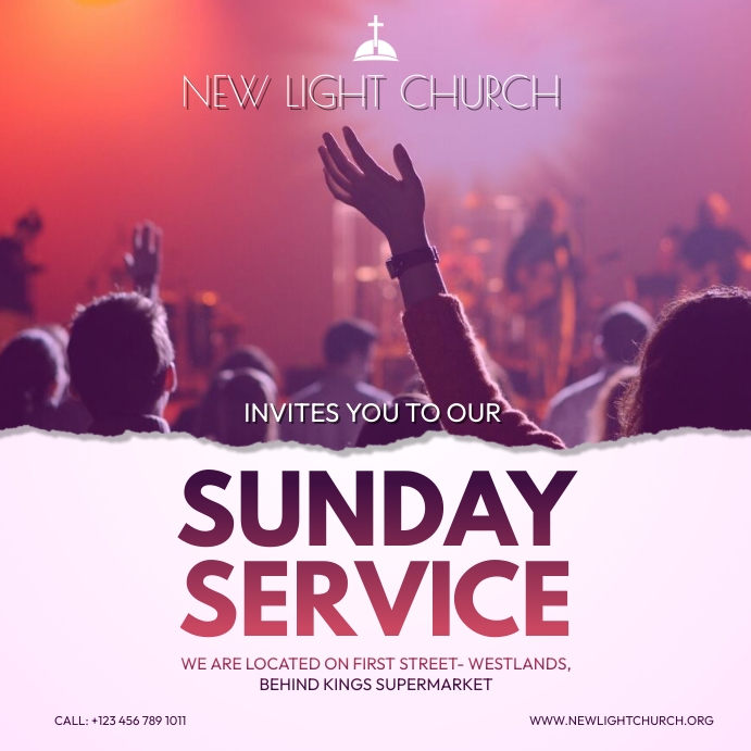 Church Sunday Service invitation flyer Template | PosterMyWall
