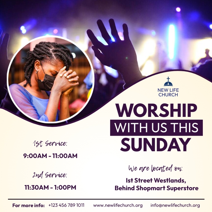 Church Sunday Service invitation flyer Template | PosterMyWall