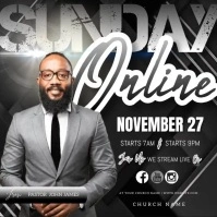 church sunday service online live ad invite Square (1:1) template