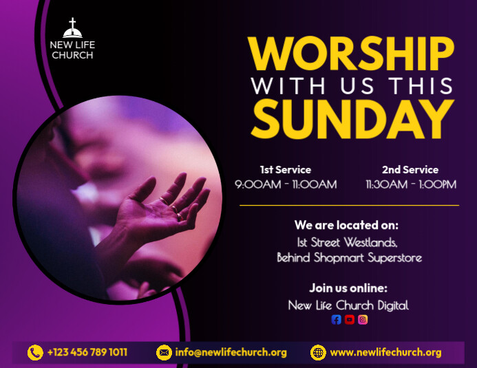 Church Sunday Service Poster Design template | PosterMyWall