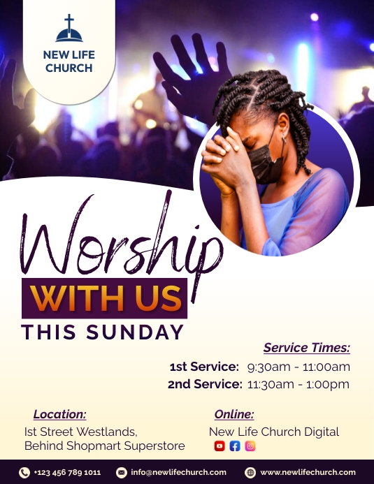 Church Sunday Service Poster Design Template | PosterMyWall