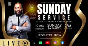 Church sunday service video template Isithombe Esabiwe ku-Facebook